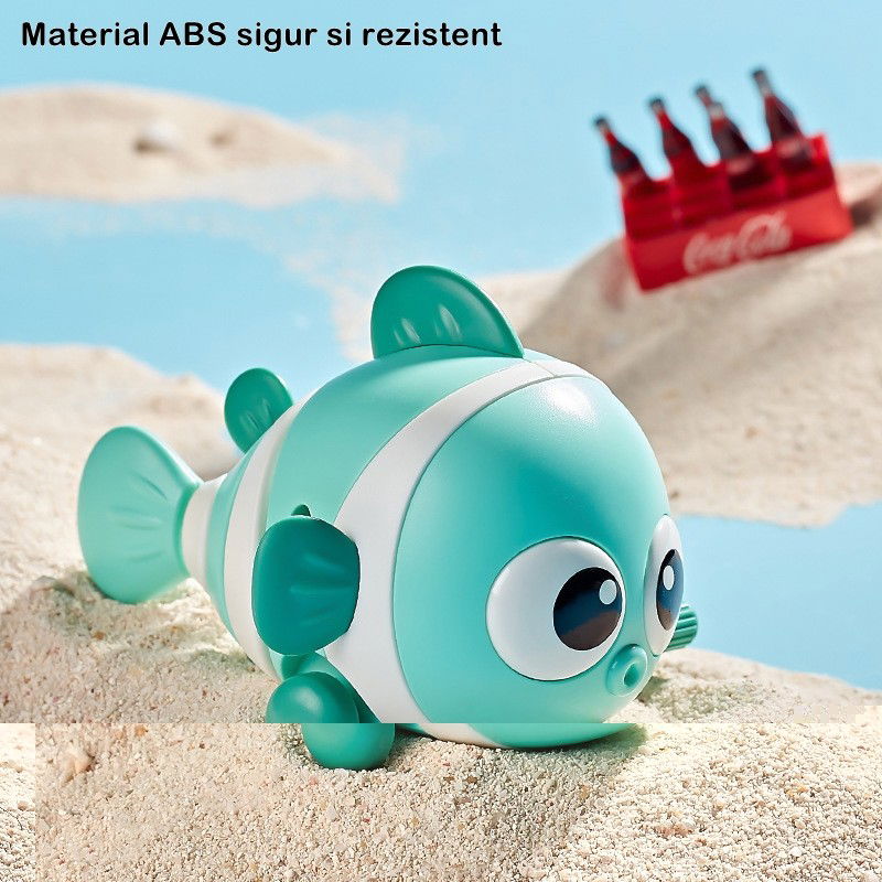 Jucarii Senzoriale, Fidget Toys - Jucarie mecanica pentru copii Flippy, pestisor haios, cu cheita, distractiv, se taraste, se misca, 11 x 9 x 7.5 cm cm, verde