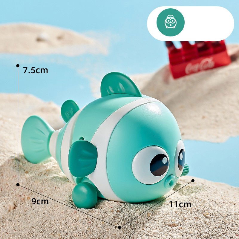 Jucarie mecanica pentru copii Flippy, pestisor haios, cu cheita, distractiv, se taraste, se misca, 11 x 9 x 7.5 cm cm, verde [3]