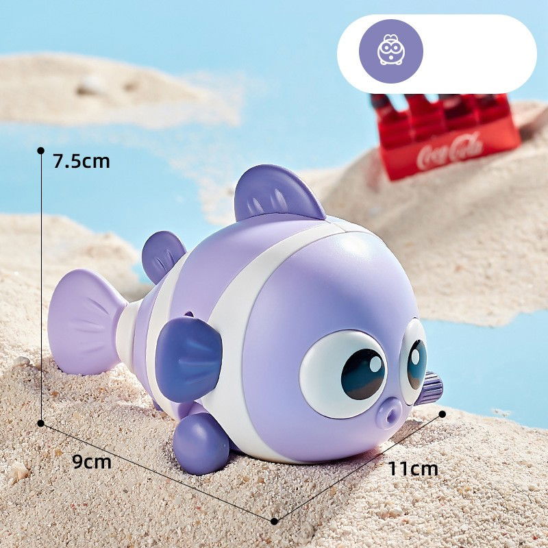 Jucarie mecanica pentru copii Flippy, pestisor haios, cu cheita, distractiv, se taraste, se misca, 11 x 9 x 7.5 cm cm, mov [5]