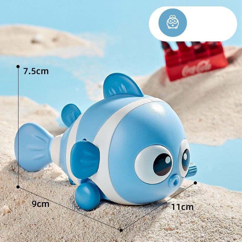 Jucarie mecanica pentru copii Flippy, pestisor haios, cu cheita, distractiv, se taraste, se misca, 11 x 9 x 7.5 cm cm, albastru [5]