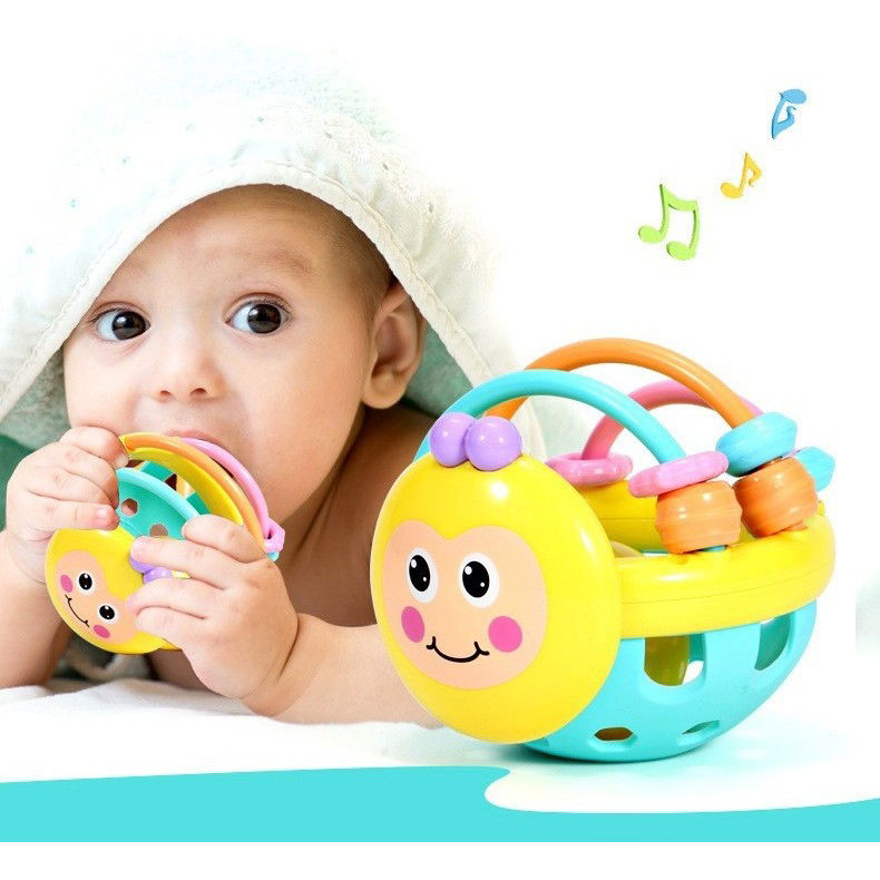 Jucarie Minge pentru Bebelusi, Flippy, pentru Dentitie, Interactiva, 0-12 Luni, Galben-Multicolor [3]