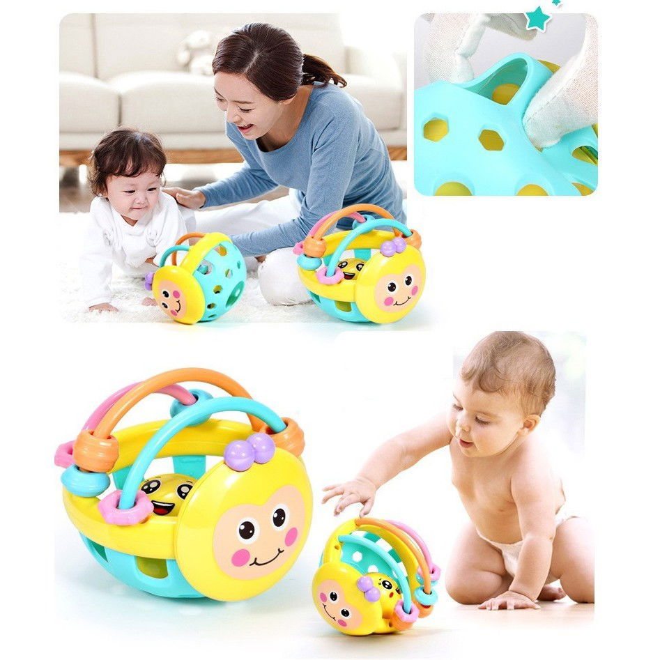 Jucarie Minge pentru Bebelusi, Flippy, pentru Dentitie, Interactiva, 0-12 Luni, Galben-Multicolor [4]