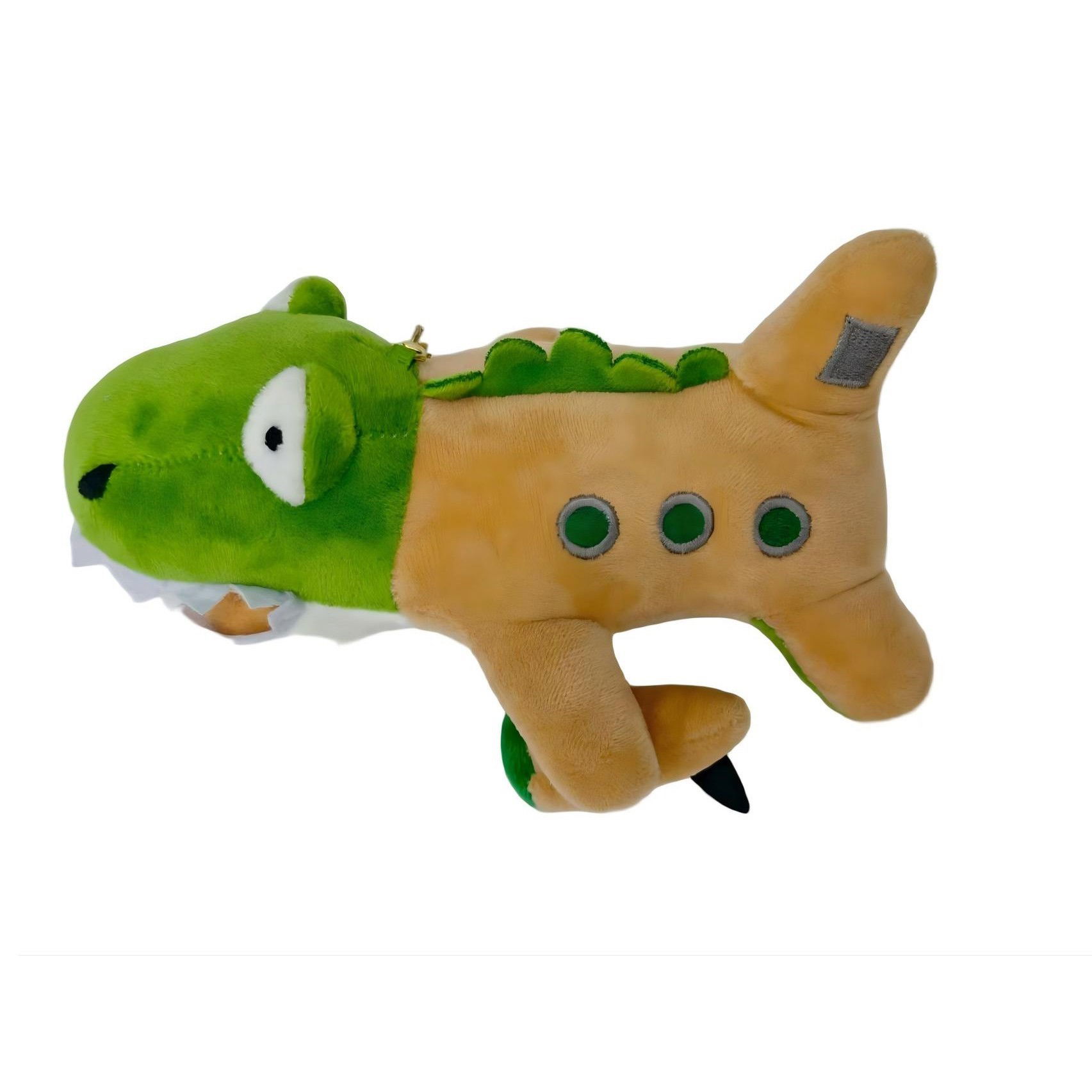 Jucarii de Plus Brainrot - Jucarie Moale de Plus de Tip Breloc, Flippy, Model Italian Brainrot Crocodilul Avion Bombardiro Crocodilo, 17 x 8 cm, Verde Maro