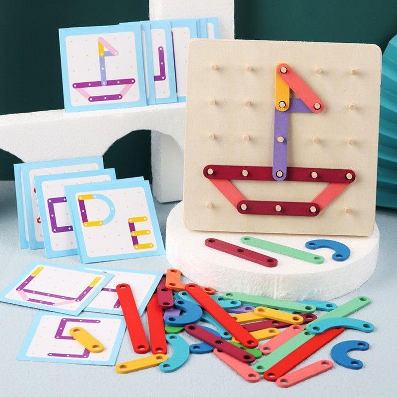 Jucarie Montessori Pegboard, Flippy, din Lemn, Tip Puzzle, Forme, Litere, Educativ, 17.8 x 17.8 x 1.5 cm, Multicolor [6]