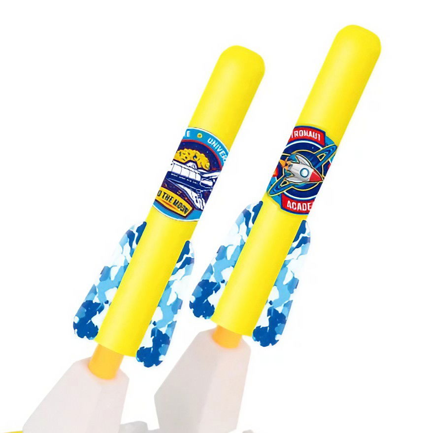 Jucarie pentru Copii, Flippy, Lansator de Rachete cu Piciorul, Doua Lansatoare, 6 Rachete Fara Lumini, 33x25x27 cm, Galben-Albastru [3]