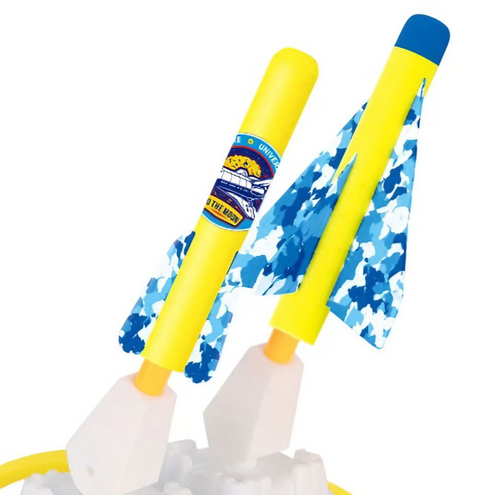 Jucarie pentru Copii, Flippy, Lansator de Rachete cu Piciorul, Doua Lansatoare, 4 Rachete Fara Lumini, 2 Aircrafts, 33x25x27 cm, Galben-Albastru [3]