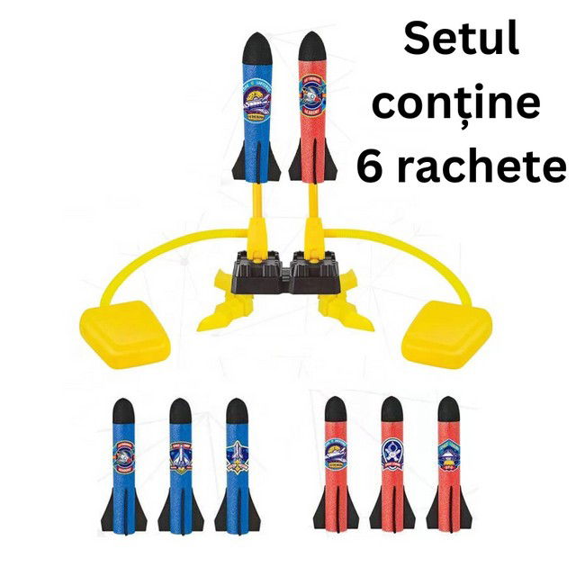Jucarie pentru copii, lansator rachete cu piciorul, doua lansatoare, 6 rachete, fara lumina [3]