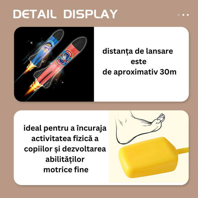 Jucarie pentru copii, lansator rachete cu piciorul, doua lansatoare, 6 rachete, fara lumina [6]