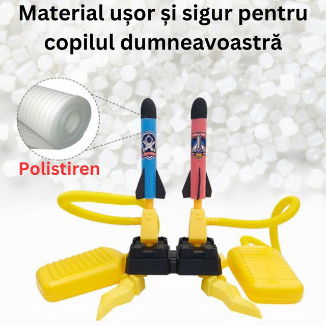 Jucarie pentru copii, lansator rachete cu piciorul, doua lansatoare, 6 rachete, fara lumina [5]
