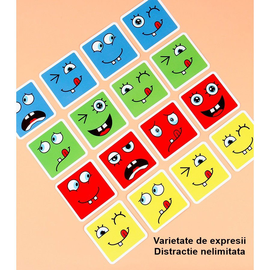 Jucarie pentru copii montessori Flippy, cub din lemn, asamblare fete, 64 de carti distractive, pentru baieti si fete, varsta +3 ani, educativ, multicolor [7]