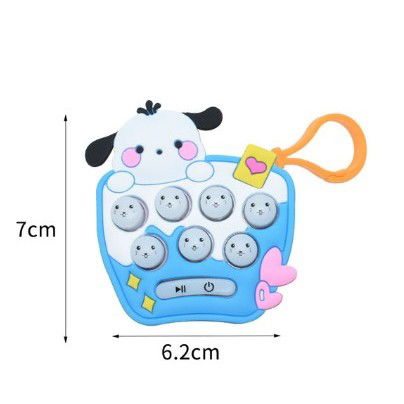 Jucarii Senzoriale, Fidget Toys - Jucarie pentru copii portabila Flippy, joc Gopher, cu lumini si muzica, tip breloc, model catelus, material silicon si ABS, bleu