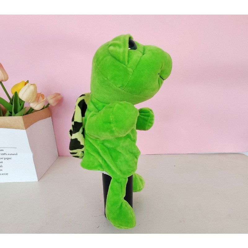 Jucarii interactive - Papusa de Mana pentru Teatru de Papusi, Flippy, din Plus, 25 x 10 x 8 cm, Model Broasca, Verde