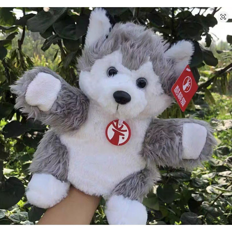 Papusa de Mana pentru Teatru de Papusi, Flippy, din Plus, 25 x 10 x 8 cm, Model Husky, Gri [3]