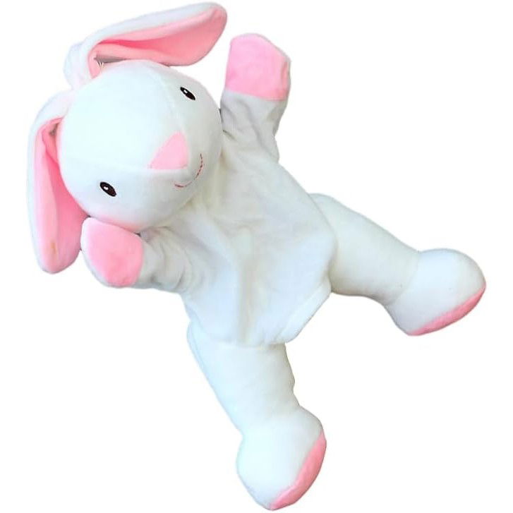 Papusa de Mana pentru Teatru de Papusi, Flippy, din Plus, 25 x 10 x 8 cm, Model Iepure, Alb/Roz [4]