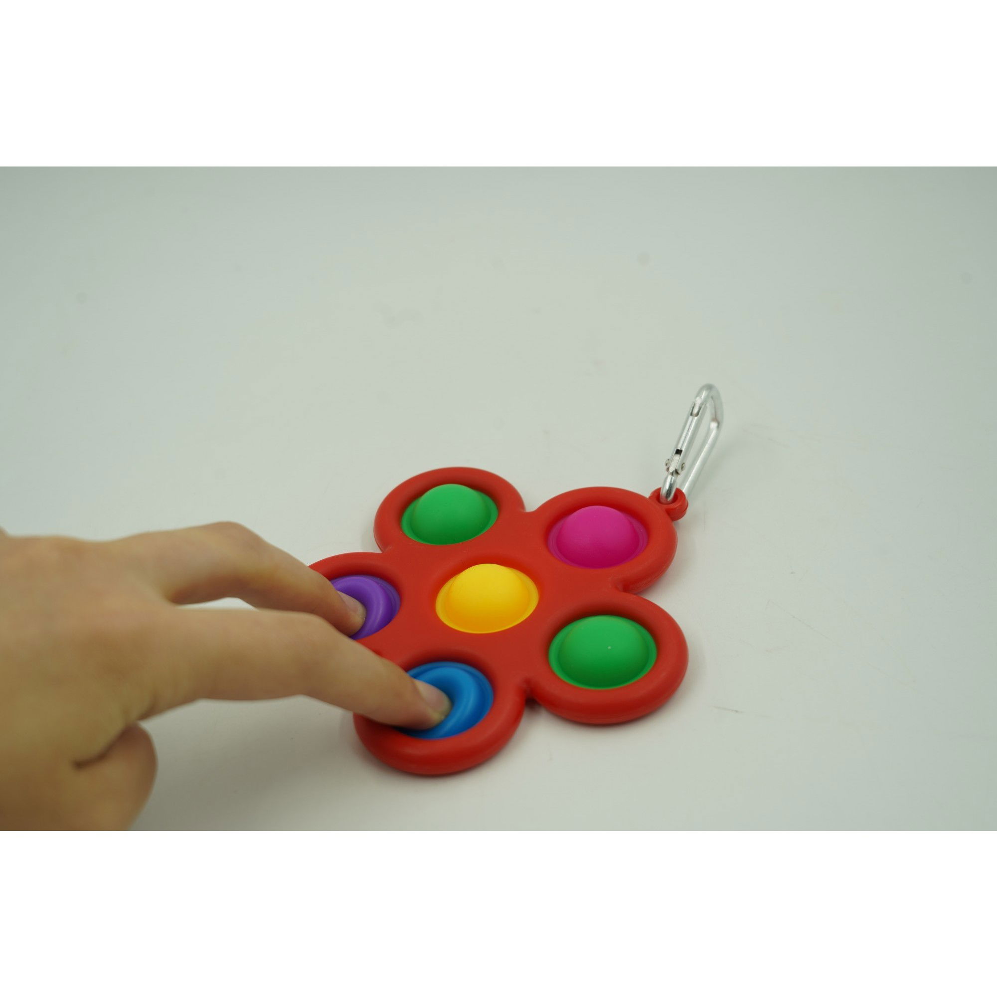 Jucarii Senzoriale, Fidget Toys - Jucarie Push Pop Bubble Fidget, Pop It, breloc antistres, Floare, Multicolor/Rosu