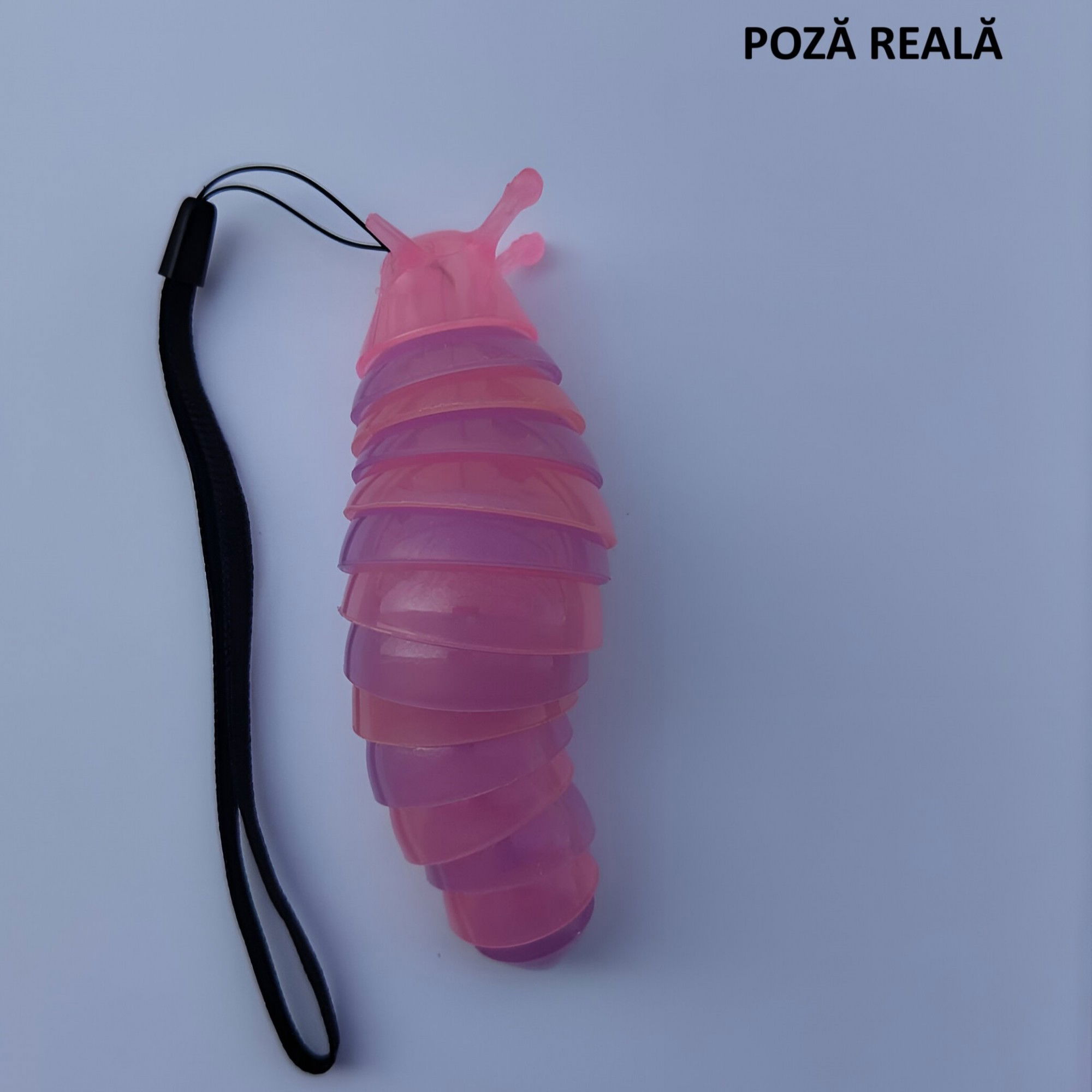 Jucarii Senzoriale, Fidget Toys - Jucarie Senzoriala Antistres, Flippy, Fidget Toys, Omida Curcubeu, 11 cm, +3 Ani, Mov/Roz