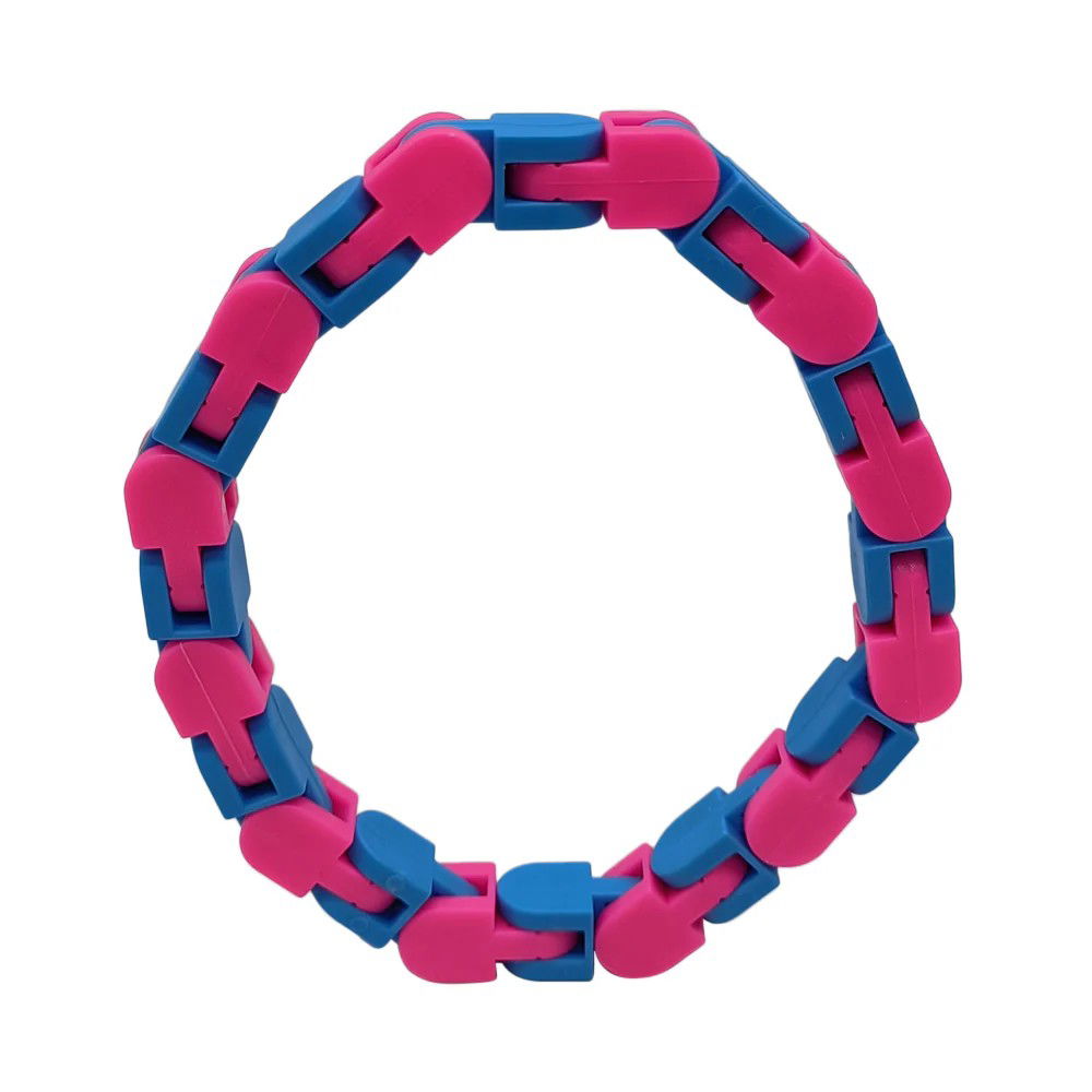 Jucarii Senzoriale, Fidget Toys - Jucarie Senzoriala Antistres, Flippy, Fidget Toys, Puzzle de Imbinat Tip Sarpe, 24 Piese, +3 Ani, Albastru/Roz