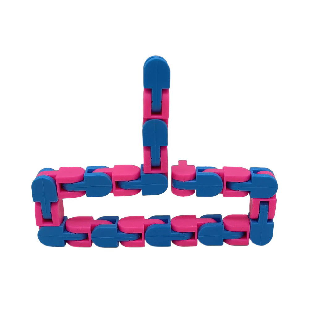 Jucarie Senzoriala Antistres, Flippy, Fidget Toys, Puzzle de Imbinat Tip Sarpe, 24 Piese, +3 Ani, Albastru/Roz [3]