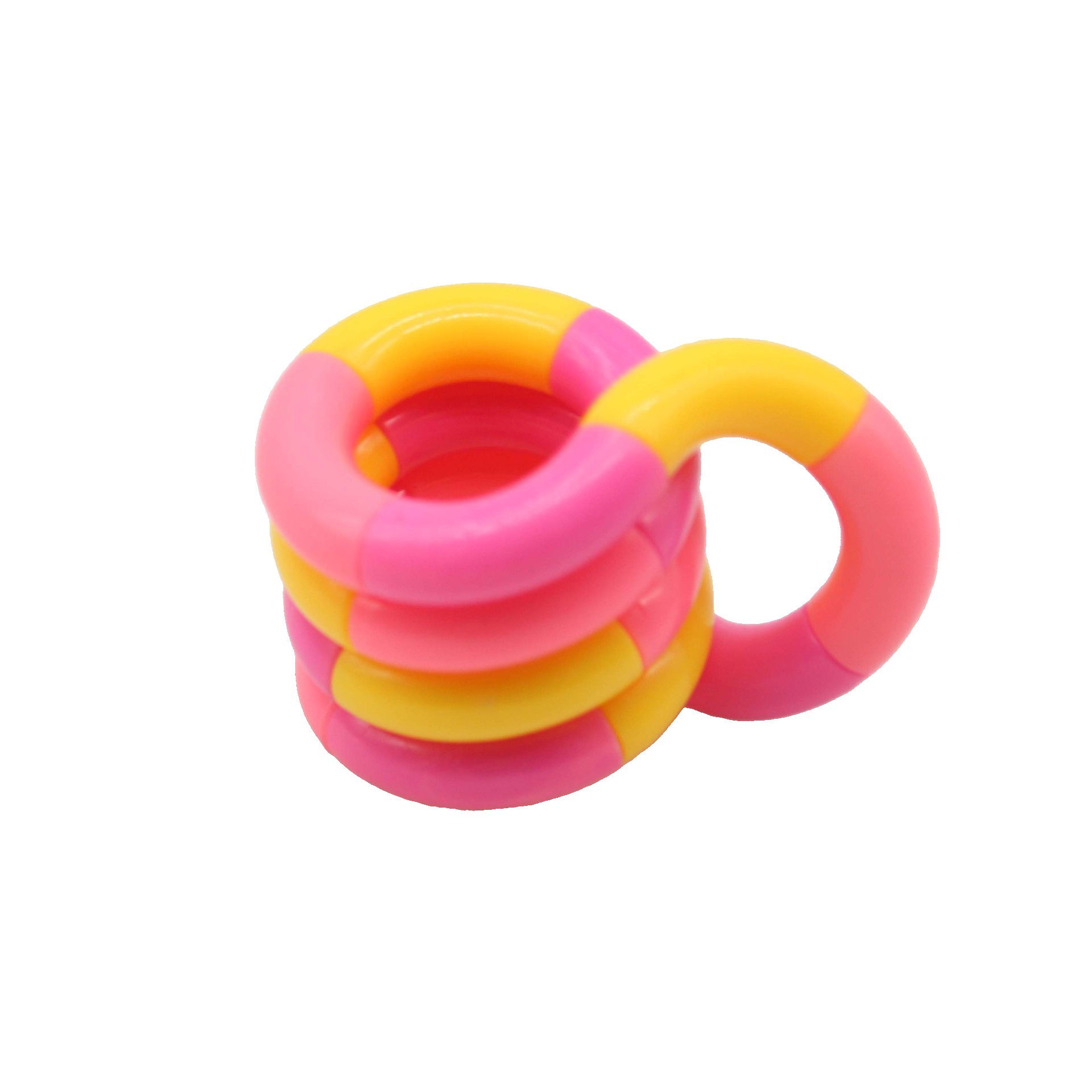 Jucarii Senzoriale, Fidget Toys - Jucarie Senzoriala Antistres, Flippy, Fidget Twist, cu Miscari Infinite de Decompresie, 2 Culori, Galben/Roz, + 3 ani