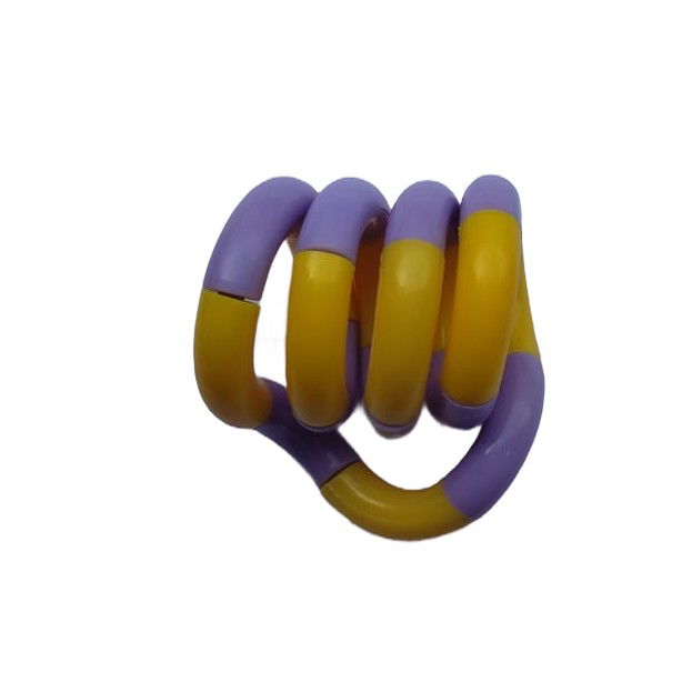 Jucarii Senzoriale, Fidget Toys - Jucarie Senzoriala Antistres, Flippy, Fidget Twist, cu Miscari Infinite de Decompresie, 2 Culori, Galben/Mov, + 3 ani