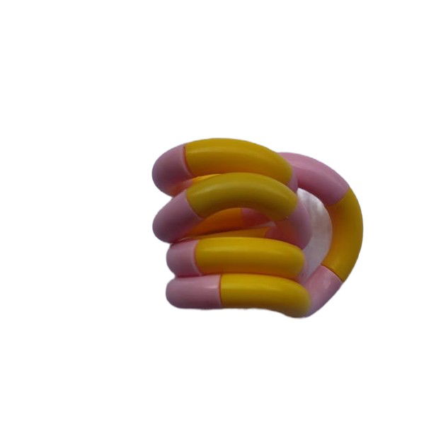 Jucarii - Jucarie Senzoriala Antistres, Flippy, Fidget Twist, cu Miscari Infinite de Decompresie, 2 Culori, Galben/Roz, + 3 ani