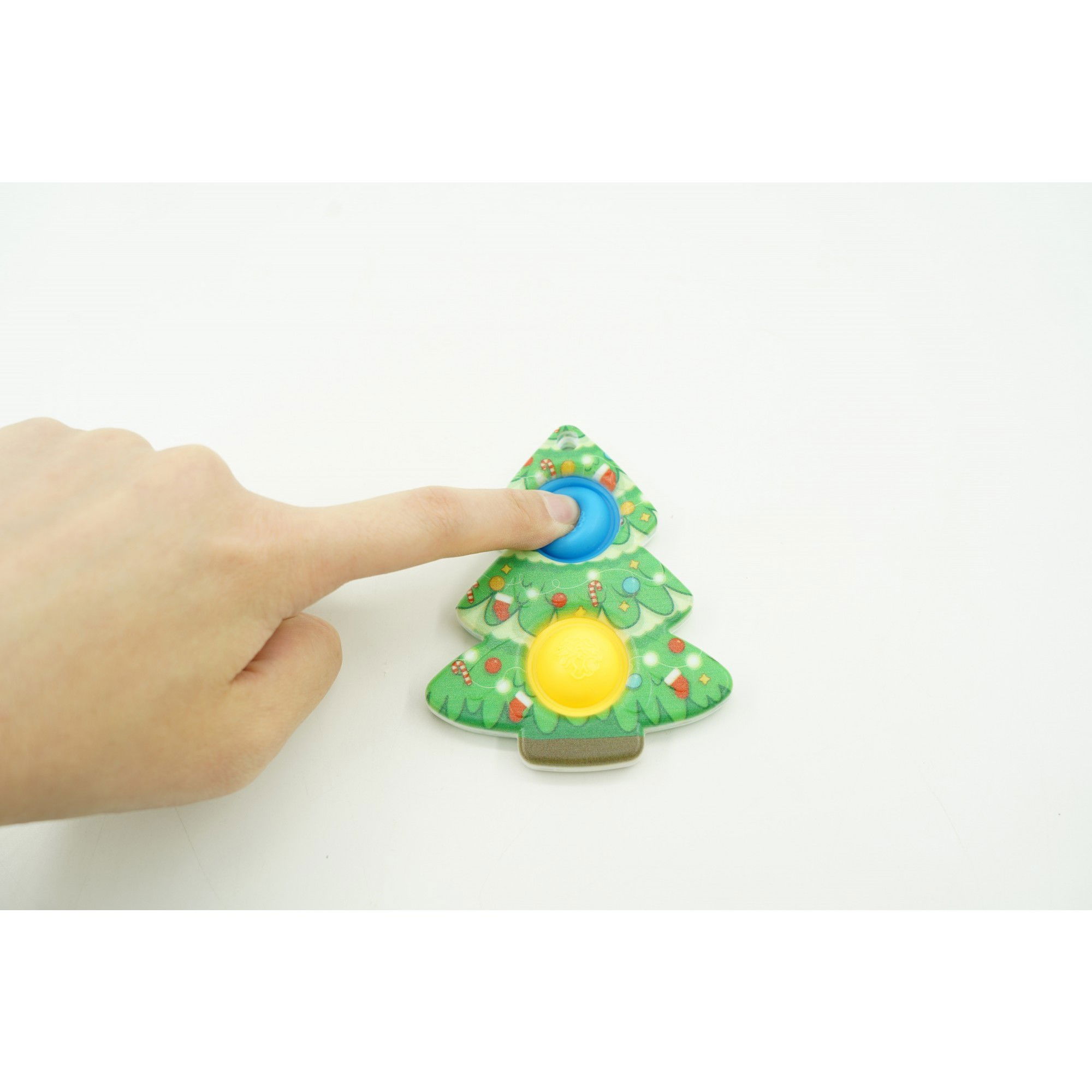 Jucarie senzoriala antistres, Simple Dimple, Breloc cu 2 bulinute, Brad, Multicolor [3]