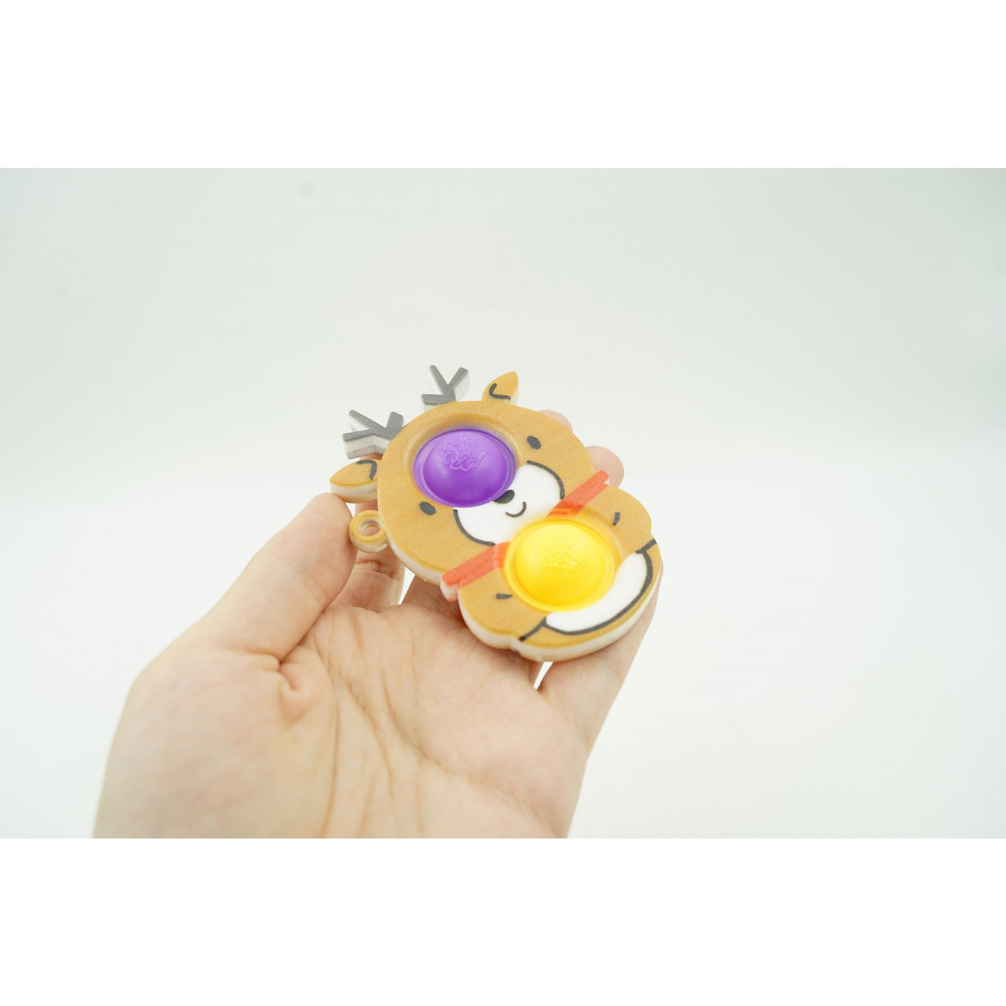 Jucarie senzoriala antistres, Simple Dimple, Breloc cu 2 bulinute, Ren, Multicolor [3]