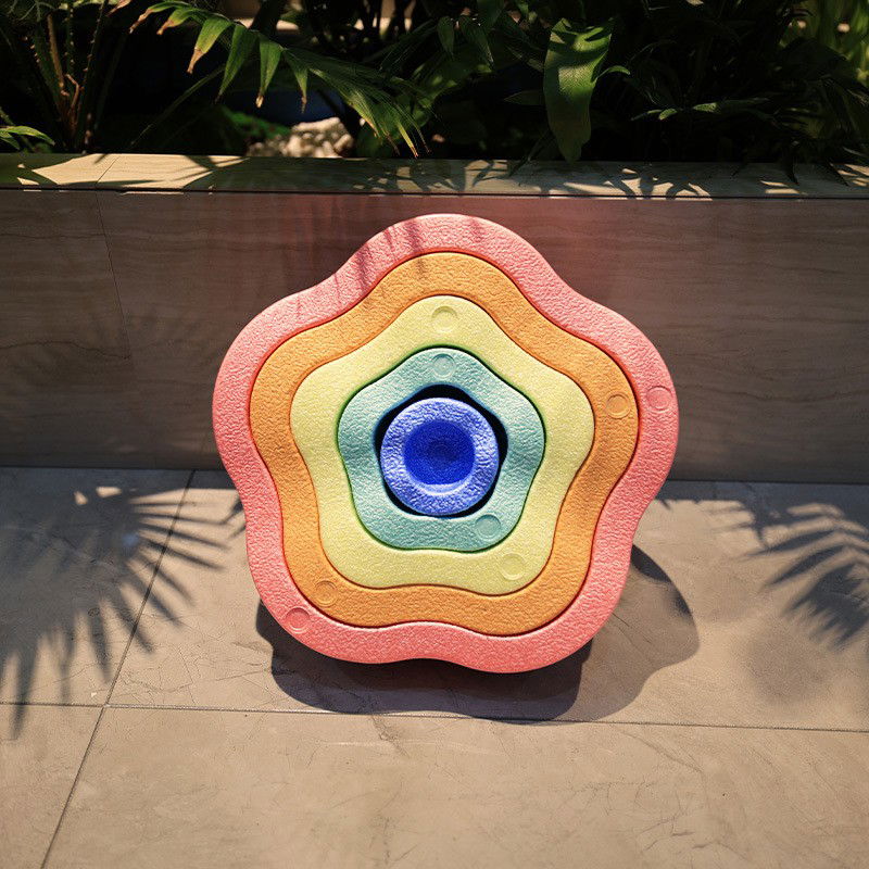 Jucarie Senzoriala de Echilibru, Flippy, Tip Stepping Stones, 5 Piese, din Spuma, pentru Miscare, Sarituri, Prindere, Diametru 28 cm, Model 2, Multicolor [10]