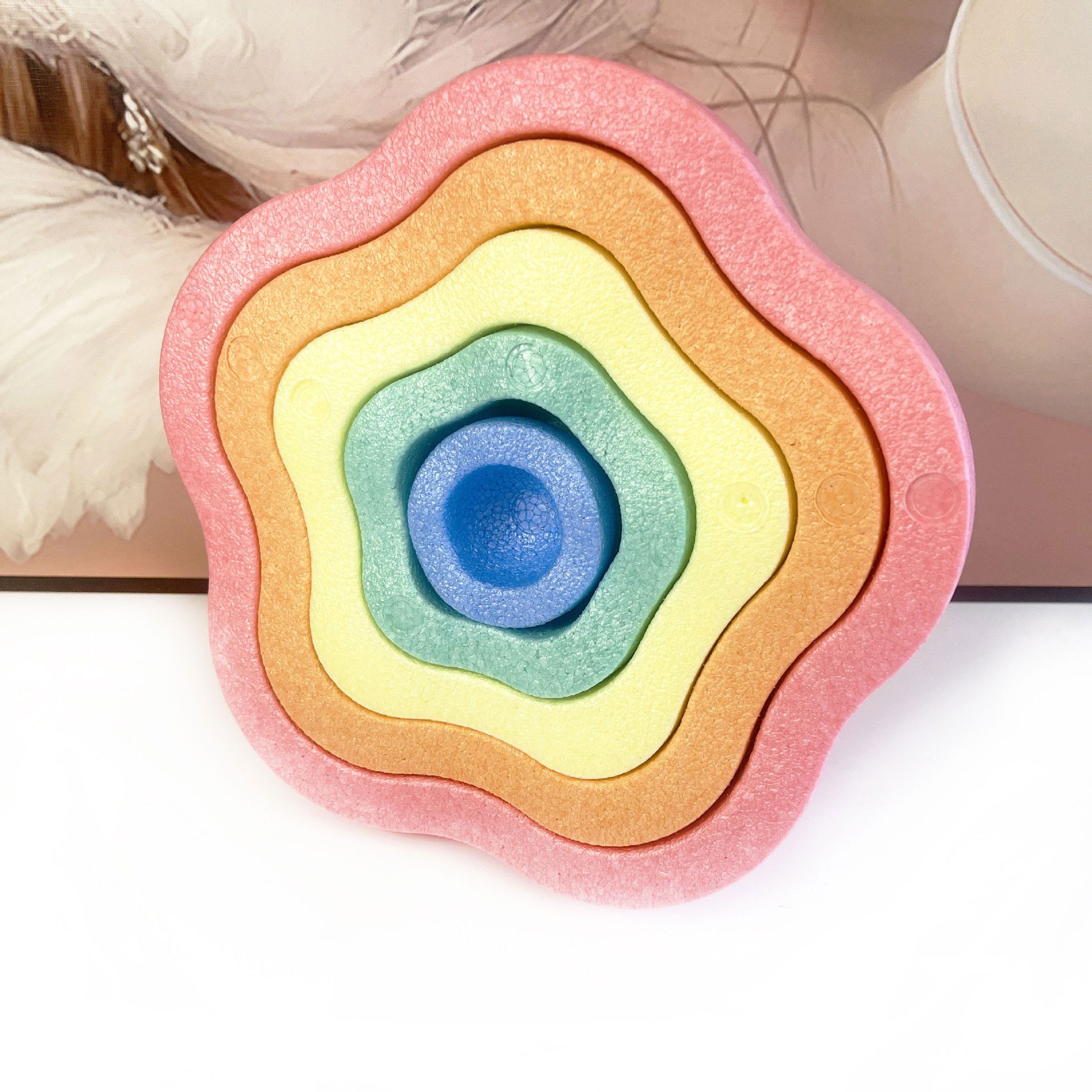 Jucarie Senzoriala de Echilibru, Flippy, Tip Stepping Stones, 5 Piese, din Spuma, pentru Miscare, Sarituri, Prindere, Diametru 28 cm, Model 2, Multicolor [8]