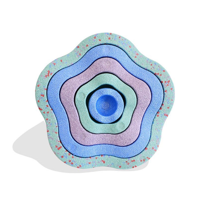 Jucarii interactive - Jucarie Senzoriala de Echilibru, Flippy, Tip Stepping Stones, 5 Piese, din Spuma, pentru Miscare, Sarituri, Prindere, Diametru 28 cm, Model 4, Multicolor