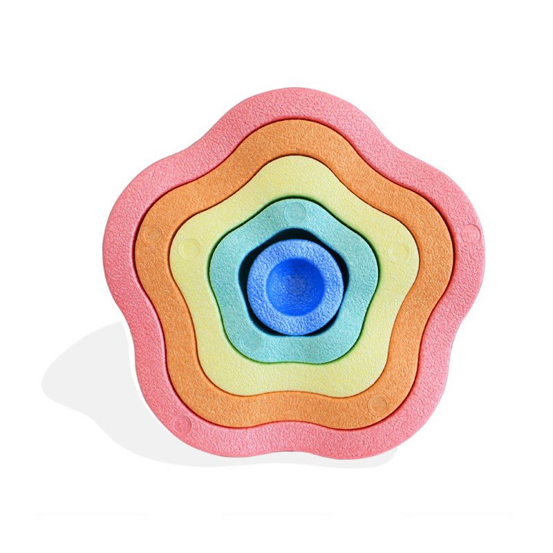 Jucarii interactive - Jucarie Senzoriala de Echilibru, Flippy, Tip Stepping Stones, 5 Piese, din Spuma, pentru Miscare, Sarituri, Prindere, Diametru 28 cm, Model 2, Multicolor