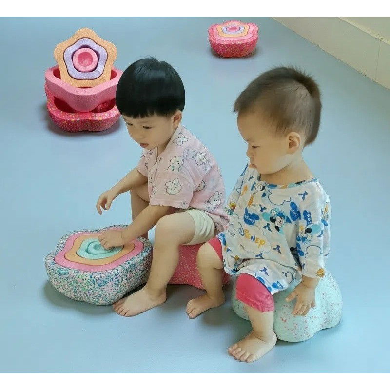 Jucarie Senzoriala de Echilibru, Flippy, Tip Stepping Stones, 5 Piese, din Spuma, pentru Miscare, Sarituri, Prindere, Diametru 28 cm, Model 2, Multicolor [5]