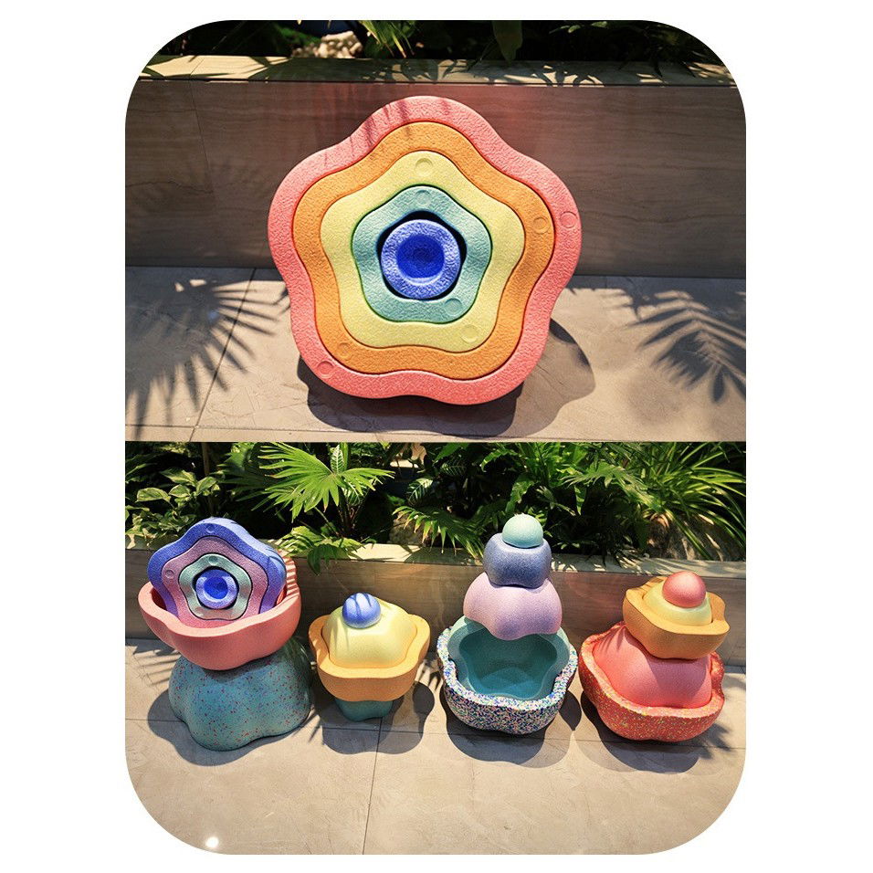 Jucarie Senzoriala de Echilibru, Flippy, Tip Stepping Stones, 5 Piese, din Spuma, pentru Miscare, Sarituri, Prindere, Diametru 28 cm, Model 2, Multicolor [7]