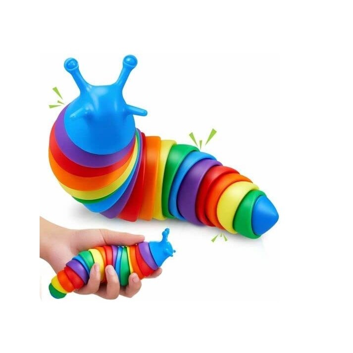 Jucarie senzoriala pentru copii, Flippy, melc, cu articulatii si lumini, 19 cm, multicolor [5]