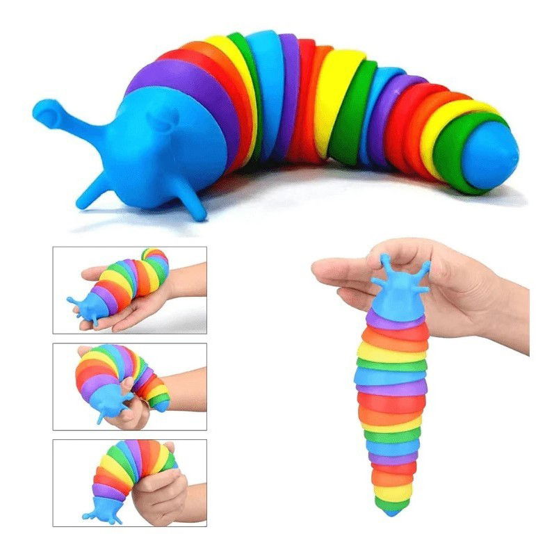Jucarie Senzoriala pentru Copii, Flippy, Model Melc, cu Articulatii, 19 cm, Multicolor [4]