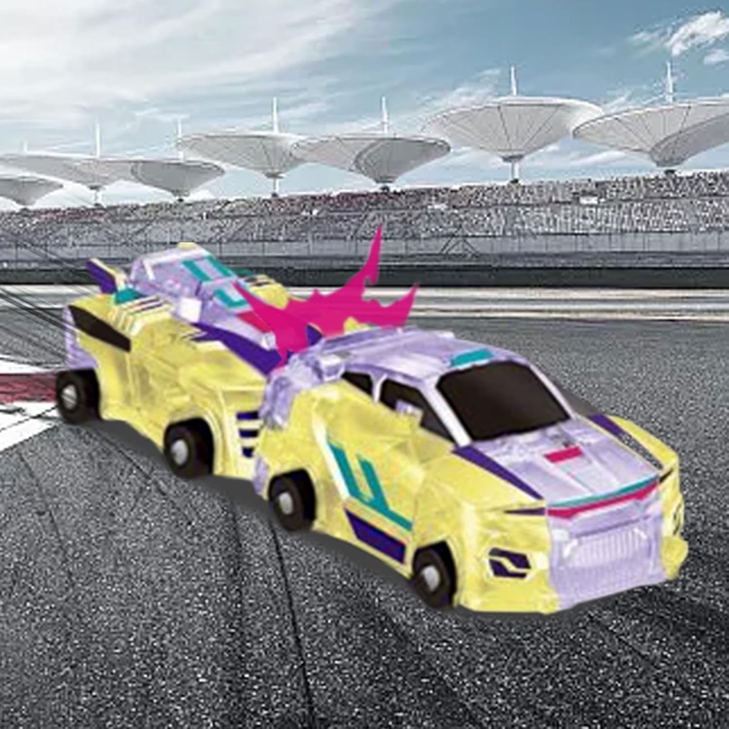 Jucarie Transformabila 2in1, Flippy, Crystal Wing Flying Dragon, Masina/Dragon, Atractie Magnetica, Fluorescent, +3 Ani, din ABS, Multicolor [4]