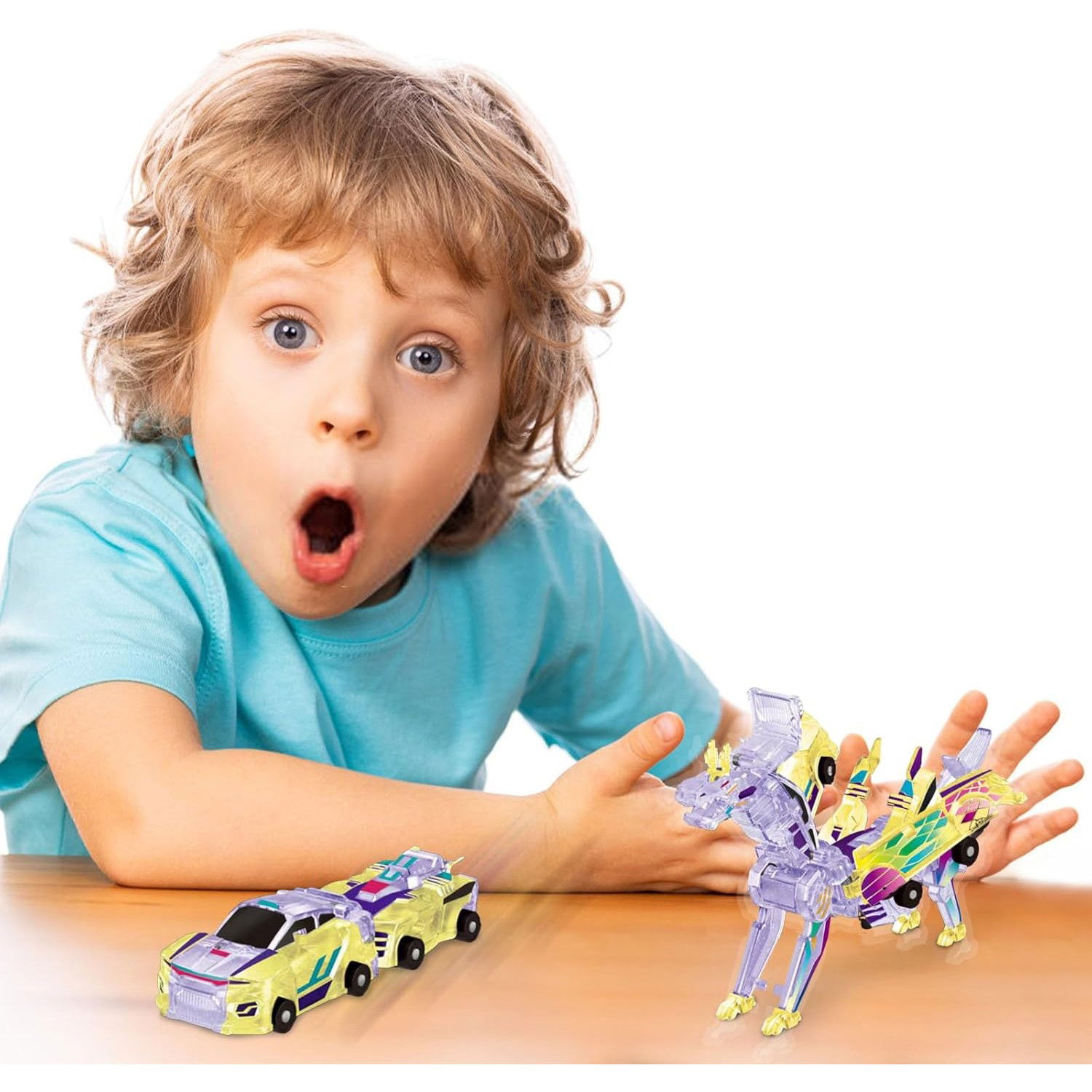 Jucarie Transformabila 2in1, Flippy, Crystal Wing Flying Dragon, Masina/Dragon, Atractie Magnetica, Fluorescent, +3 Ani, din ABS, Multicolor [6]