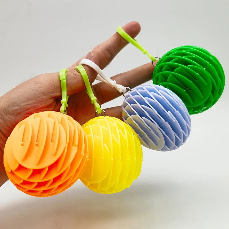 Jucarie Worm Fidget de Decompresie, Flippy, Anti Stres, Dimensiune Compacta 6 cm, Dimensiune Extinsa 15.5 cm, Galben [3]