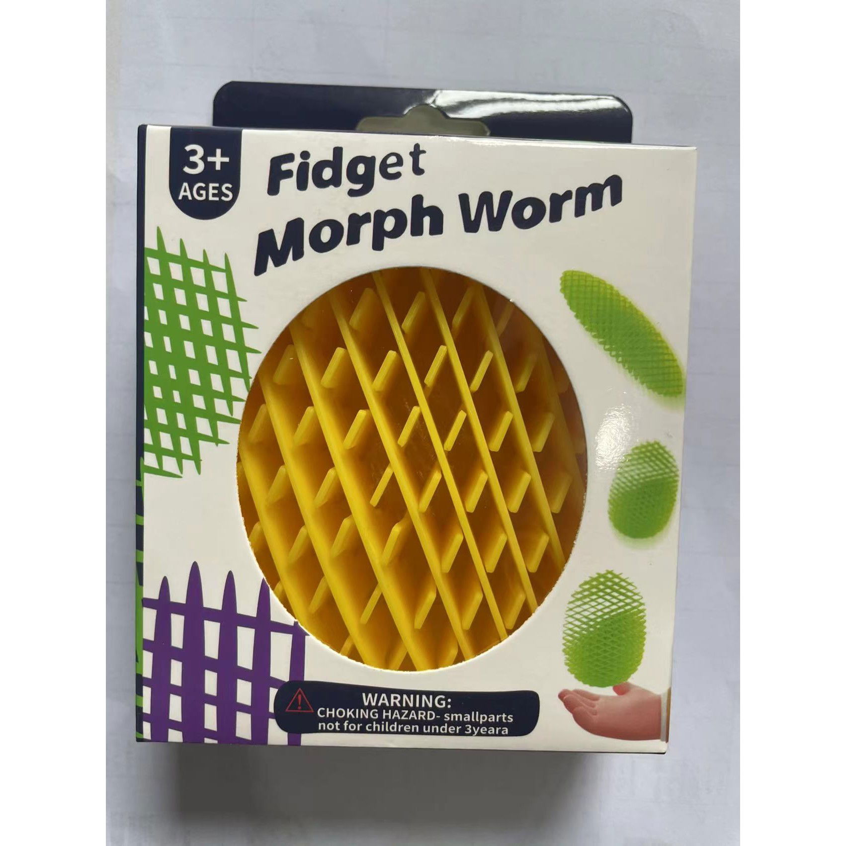 Jucarie Worm Fidget de Decompresie, Flippy, Anti Stres, Dimensiune Compacta 6 cm, Dimensiune Extinsa 15.5 cm, Galben [6]
