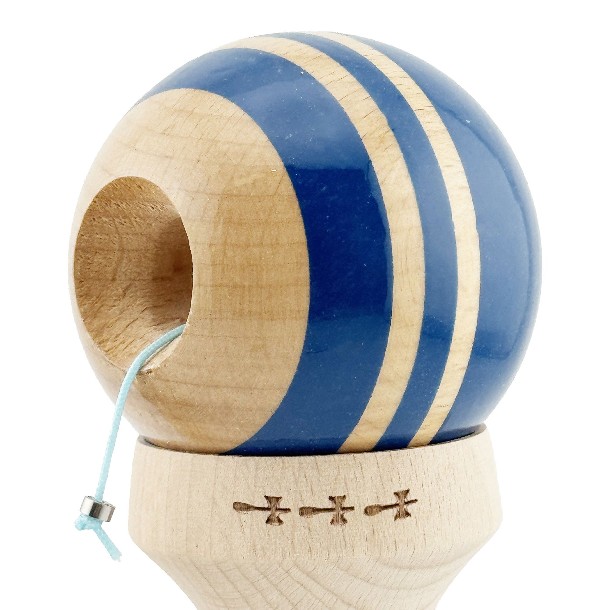 Kendama X Originala RAINBOW, Profesionala, Flippy, Cupe Mari KING SIZE V3, Super Sticky, Gaura in Baza, Rulment Metalic, din lemn 18 cm, Ata 62/65 cm, Albastru/Maro [6]