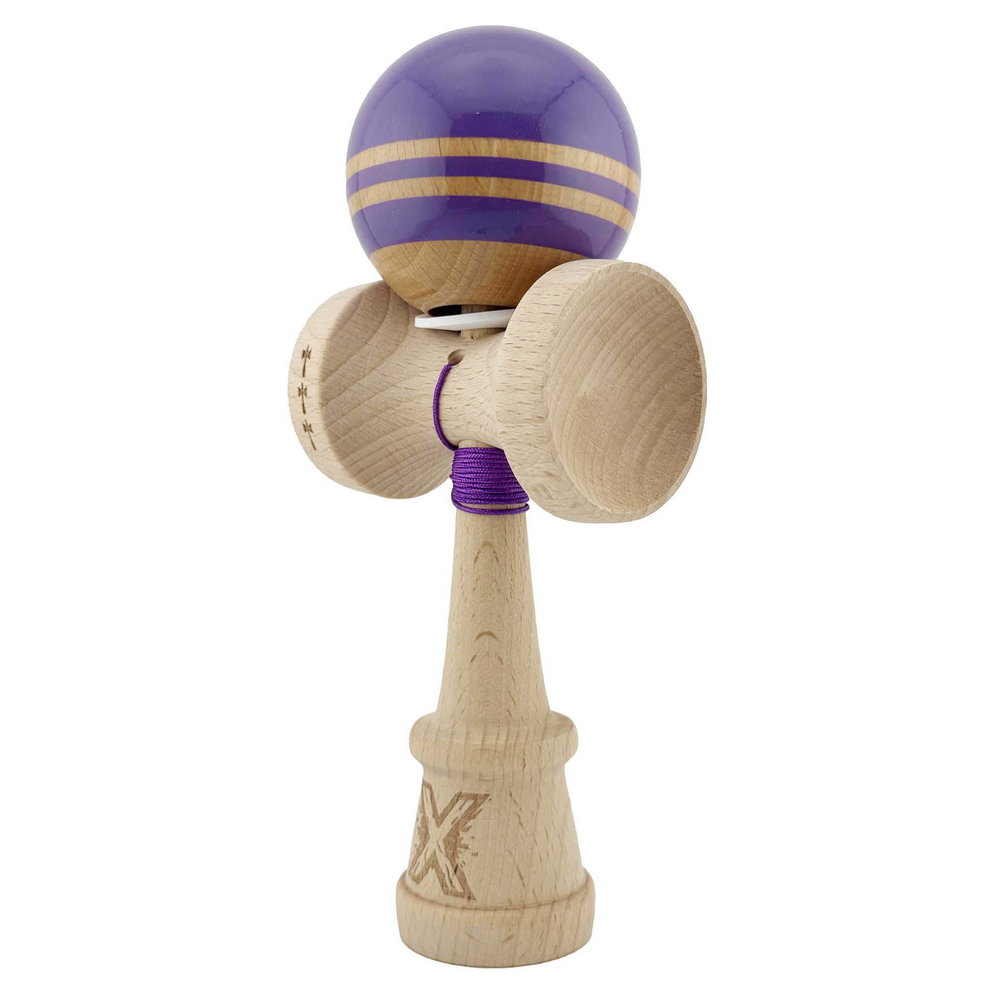 Kendama X Originala RAINBOW, Profesionala, Flippy, Cupe Mari KING SIZE V3, Super Sticky, Gaura in Baza, Rulment Metalic, din lemn 18 cm, Ata 62/65 cm, Indigo/Maro [3]