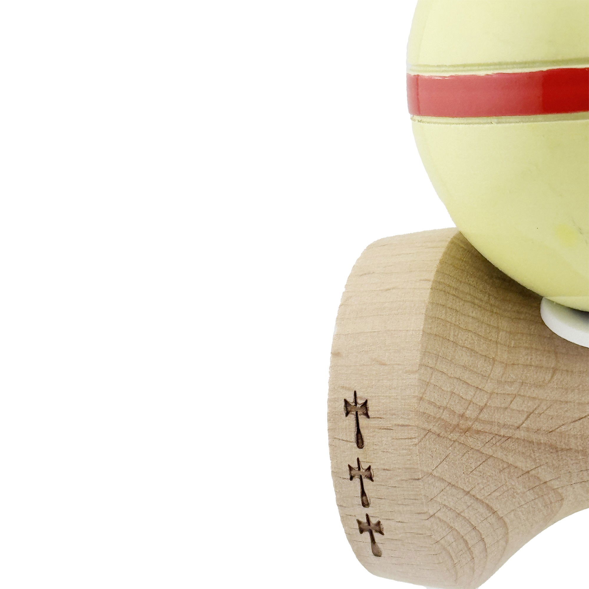 Kendama X Originala Silken, Profesionala, Flippy, Cupe Mari KING SIZE V3, Super Sticky, Gaura in Baza, Rulment Metalic, din lemn 18 cm, Ata 62/65 cm, Cream Galben [7]