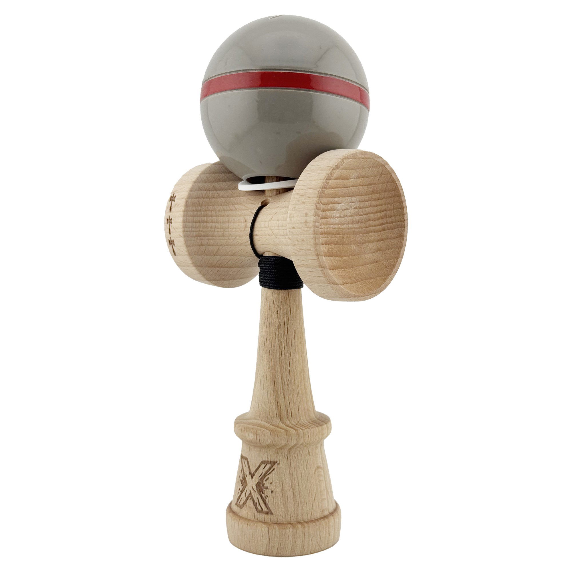Kendama X Originala Silken, Profesionala, Flippy, Cupe Mari KING SIZE V3, Super Sticky, Gaura in Baza, Rulment Metalic, din lemn 18 cm, Ata 62/65 cm, Ice Gri [3]