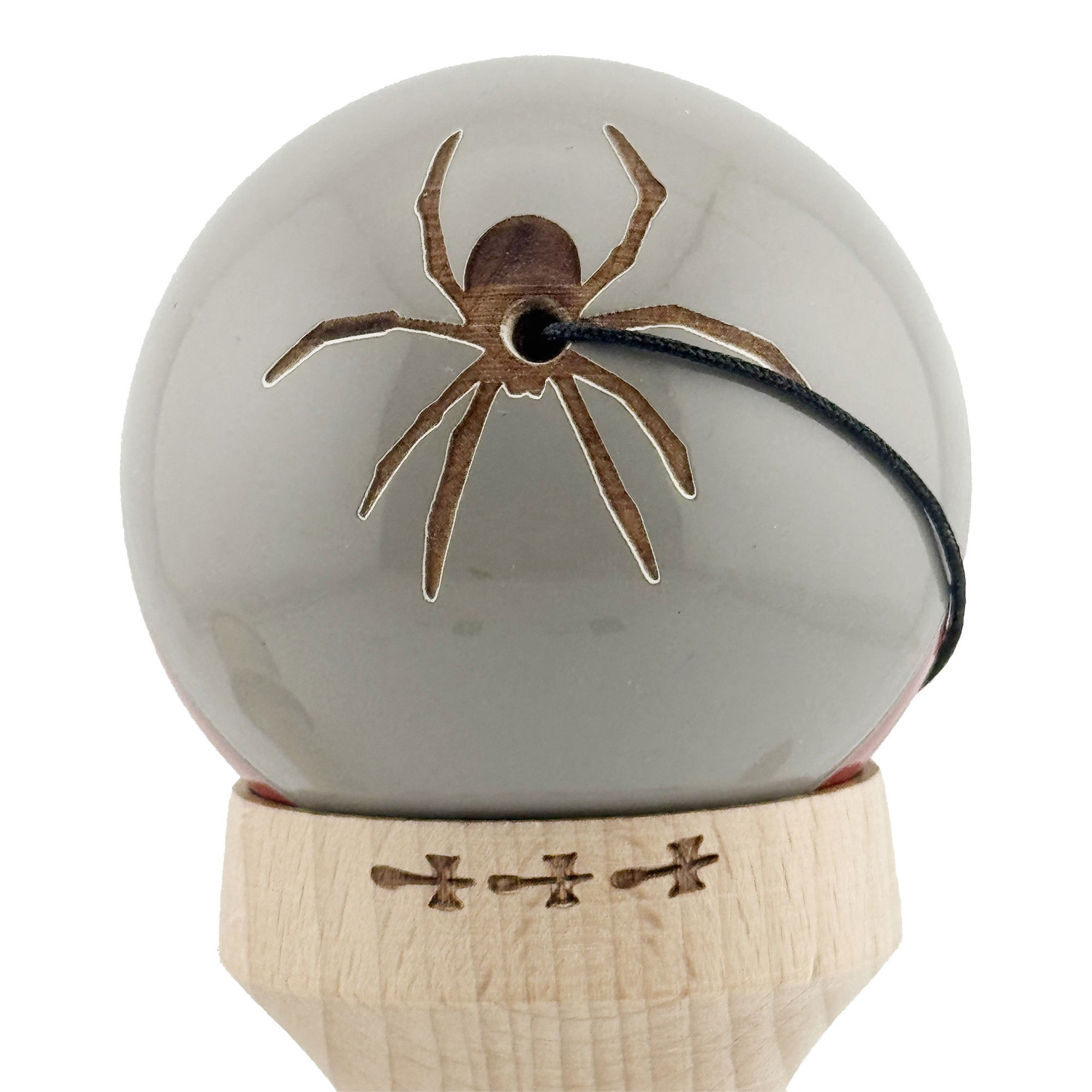 Kendama X Originala Silken, Profesionala, Flippy, Cupe Mari KING SIZE V3, Super Sticky, Gaura in Baza, Rulment Metalic, din lemn 18 cm, Ata 62/65 cm, Ice Gri [9]