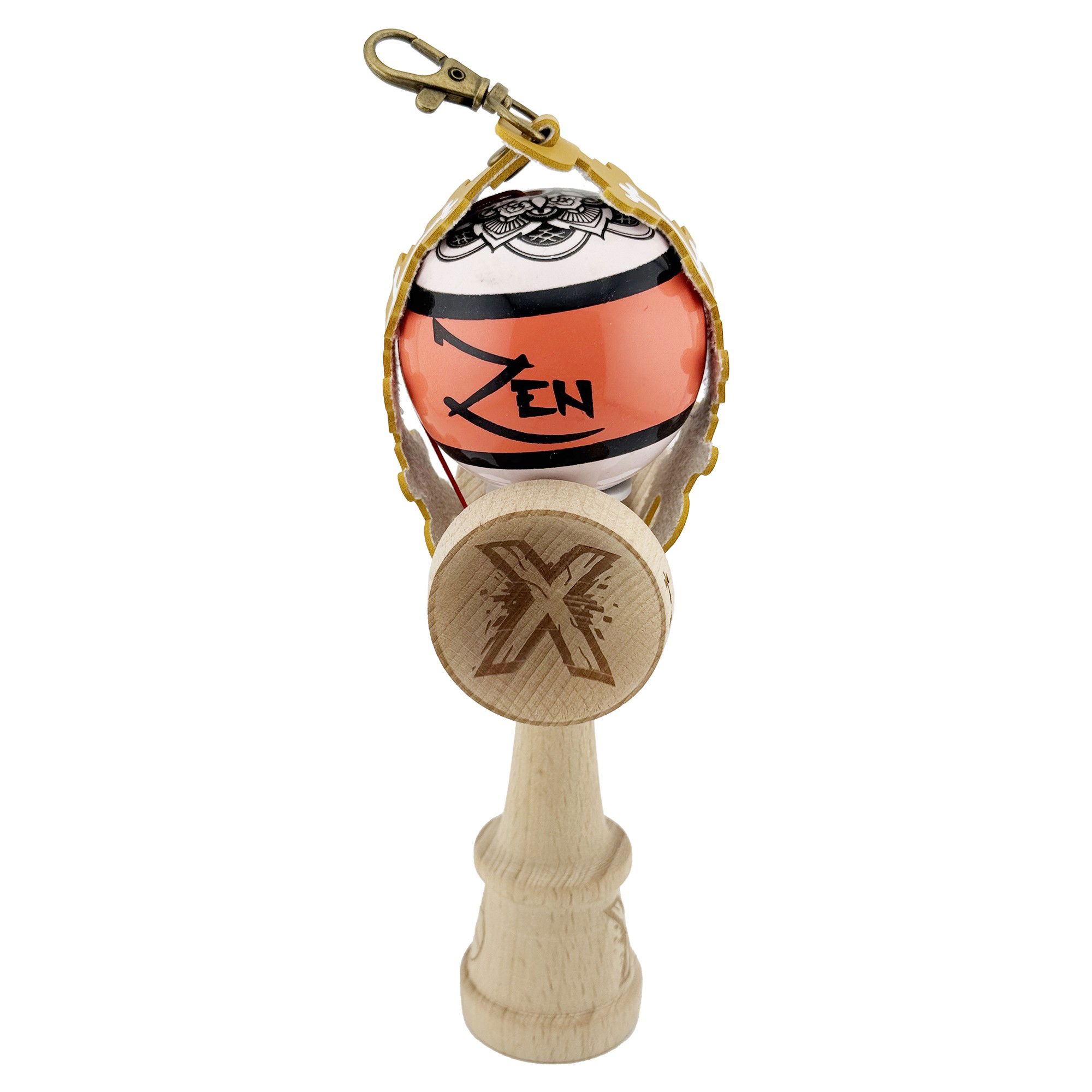 Husa pentru Kendama, Flippy, tip Pandativ/Breloc, Imprimeu Skull, din Piele Ecologica, 26 x 3.2 cm, Maro deschis [4]