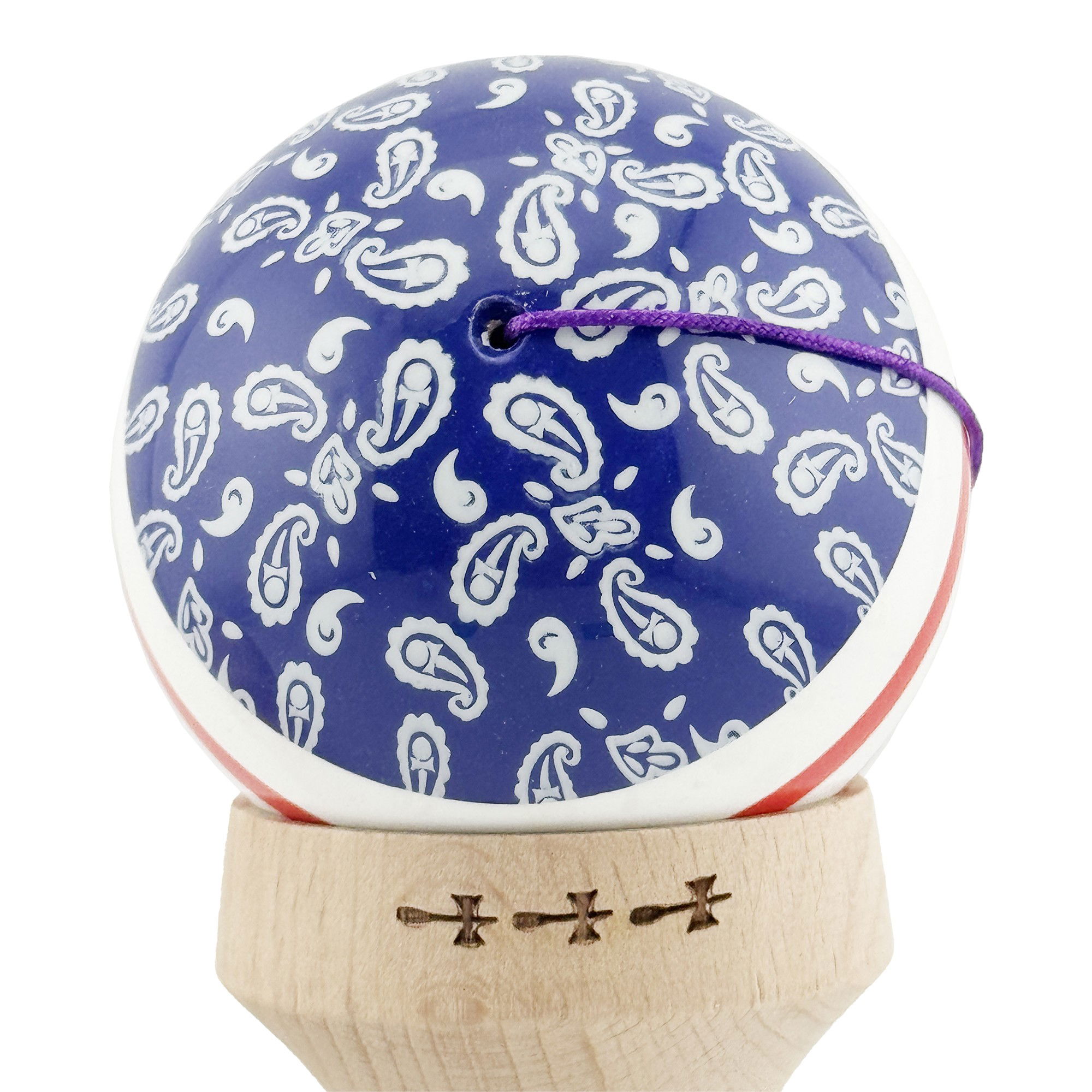 Kendama X Originala CHICANOS, Profesionala, Flippy, Cupe Mari KING SIZE V3, Super Sticky, Gaura in Baza, Rulment Metalic, din lemn 18 cm, Ata 62/65 cm, Mov/Alb [9]