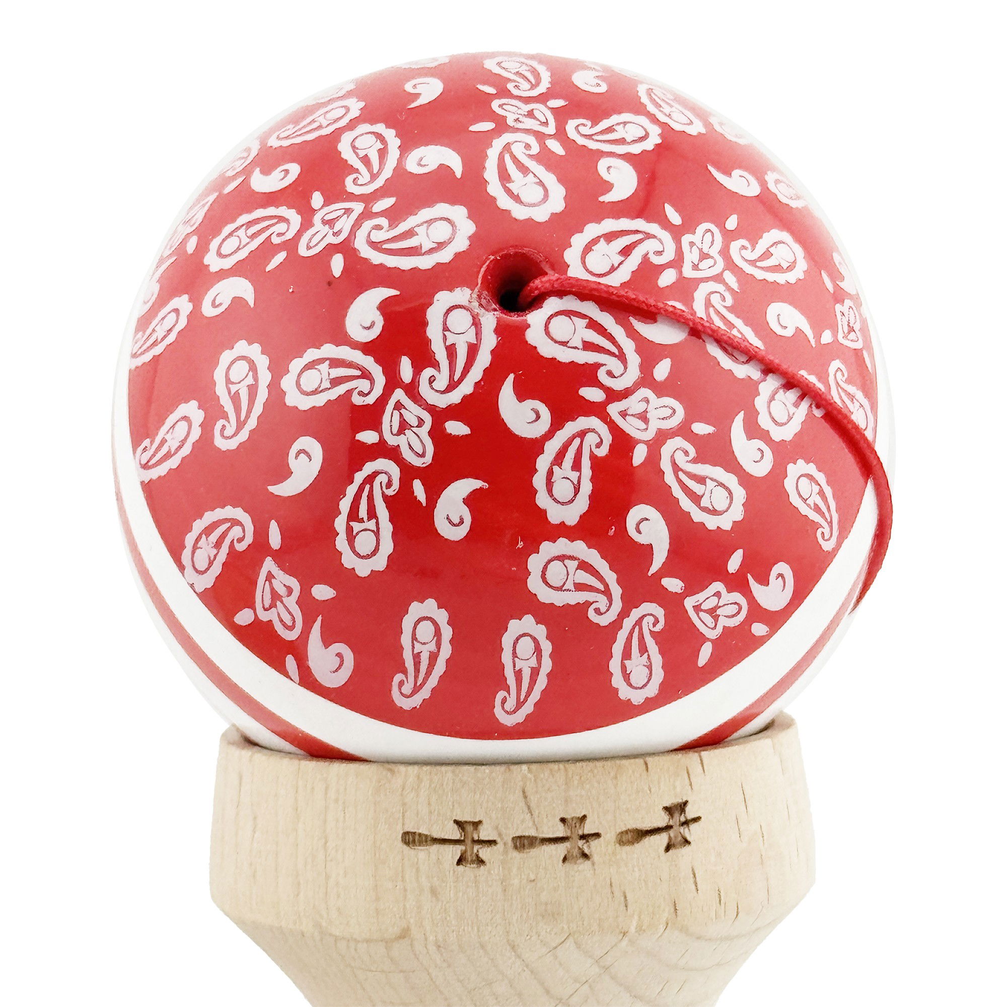 Kendama X Originala CHICANOS, Profesionala, Flippy, Cupe Mari KING SIZE V3, Super Sticky, Gaura in Baza, Rulment Metalic, din lemn 18 cm, Ata 62/65 cm, Rosu/Alb [9]