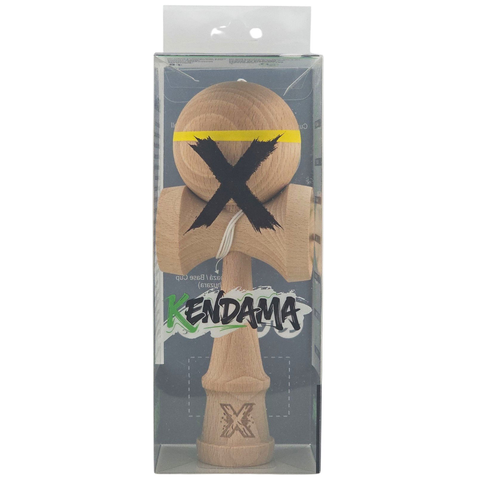 Kendama X Originală, Profesională, Flippy, din Lemn, 18 cm, cu Dunga, Galben, Lemn [4]