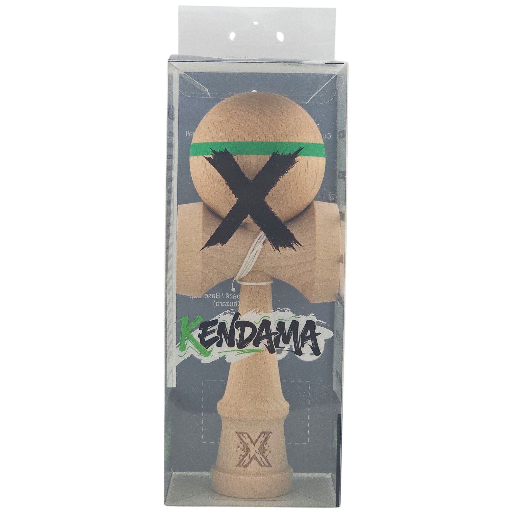 Kendama X Originală, Profesională, Flippy, din Lemn,18 cm, Model cu Dunga Verde [4]