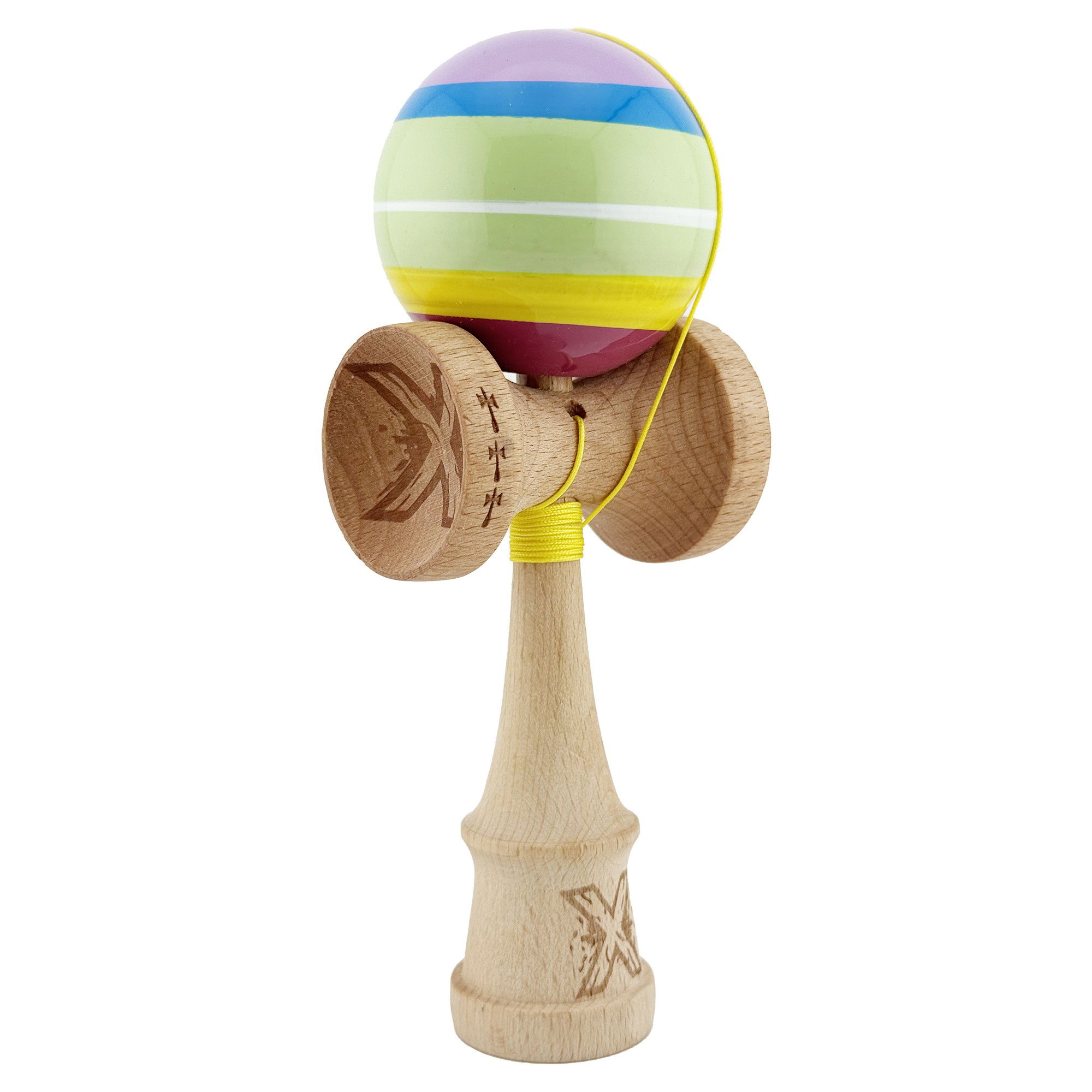 Kendama Super Sticky V2 Cupe Mari - Kendama X SPECTRUM Originala, Profesionala, Flippy, Big Cups V2, Super Sticky Legendary Cupe Mari, Rulment Metalic cu Ata 55 cm, Multicolor